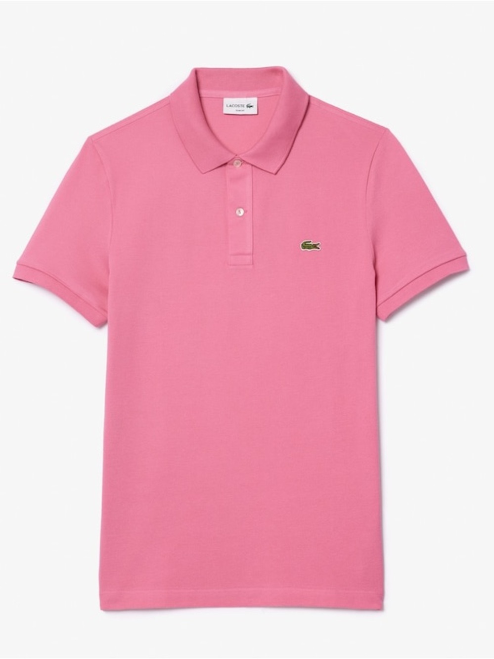 Lacoste Men’s Pink Pique Polo with Crocodile Logo